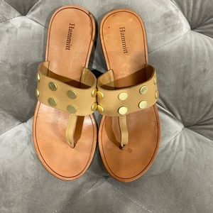 Hammitt nude sandals with gold hardware